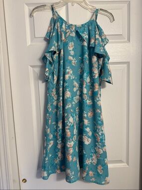 Decree Teal Floral Halter-Style Sundress